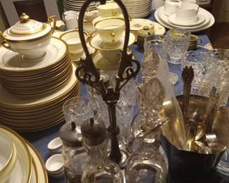 German & Bavarian dishes, flatware, Antique rotating Condiment server