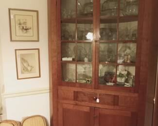 Beautiful Antique Wood Americana cabinet, wood serving trays