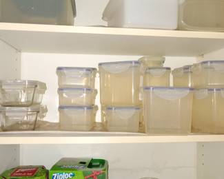 Tupperware, plastic storage sets, glassware