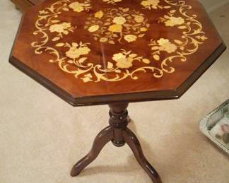 Vtg. Italian Marquetry, two-tier, coffee bar