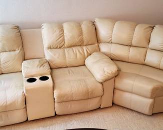 Leather, reclining sofa
