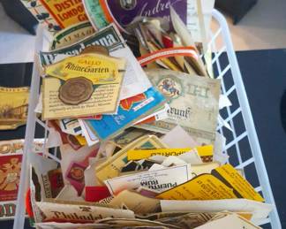 Vintage, collectible alcohol labels.