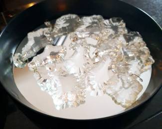 Crystal chandelier pieces, various shapes and sizes. We have a considerable amount available.