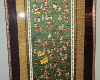 Vintage Chinese silk hand embroidered tapestry, "Hundred Children Playing", very good condition. Was *$85.00* now $60.00.