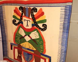 Large Mexican artwork- Wall hanging/tapestry/carpet, 55"W x 76"L. Was $165.00 now $100.00.
