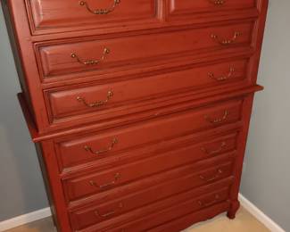 Burnt brick red color chest of drawers, like new condition, 53 1/2"H x 42"W x 20"D. Was *$685.00* now only $250.00.
