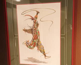 St. Kitt carnival clown offset lithograph by Rose Cameron Smith, 410/500. The  dimensions are: 22 1/2"W x 28 3/4"L.
*$45.00*