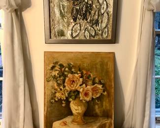Lois Becker painting on glass on top