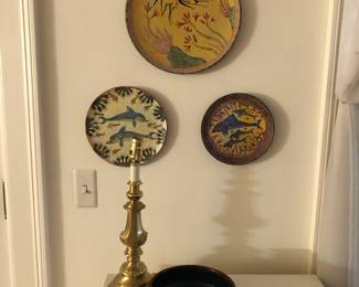 3 handmade and painted Minoan plates