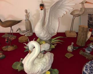 Pair of very large Boehm Mute Swans, only 262 made, the male is 17" tall and the female 10.5", in perfect condition ca. 1973