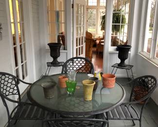 Metal patio table and chairs