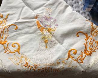 Antique embroidered German linen 