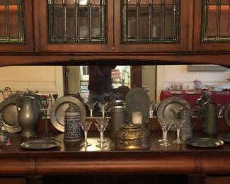 A selection of antique pewter