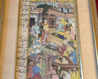 Mogul or Indian miniature with calligraphic writing on front and apparently the back