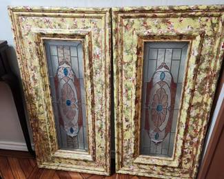 Pair Stain Glass Panels