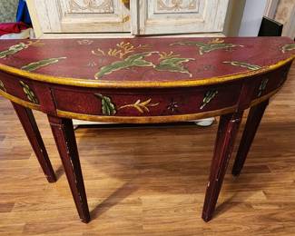 Half Moon Handpainted Entry Table