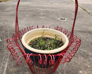 Large Red Iron Basket