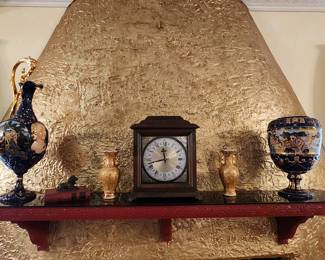 Mantle Clock -  Victorian Decor in Gold and Cobalt Blue