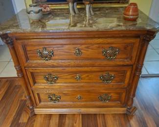 Marble Top 3 Drawer Dresser 