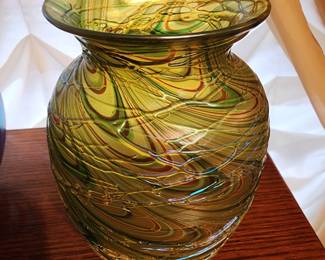 Vintage Art Glass  Signed Vase - Hand Blown