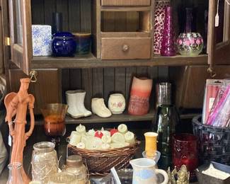 Old cabinet; candles