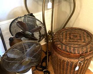 Fans; lidded basket; plant stand