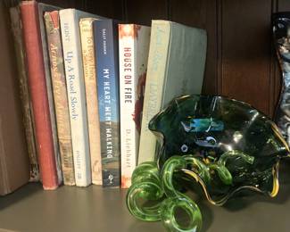 Books; blown glass