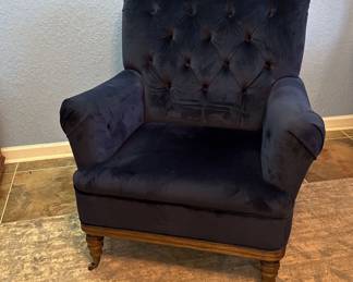 Accent Chair Blue Velour
