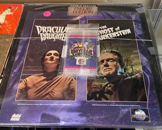 Vintage Pizza Hut Universal Monsters Cards and MCA Laserdisc (Daughter of Dracula and Ghost of Frankenstein)