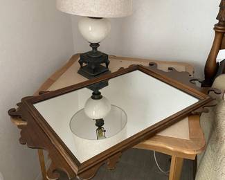 Folding Table, Mirror And Lamp