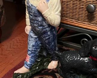 Pauline made this sweet little boy, his dog, and hat.  WAITING FOR A NEW HOME.