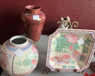Pastel Oriental PLATTERS are in vogue. ORIENTAL VASE SOLD.