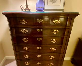 Henredon chest of drawers with glass protective top