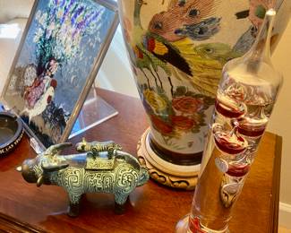 table top decor and details of lamp base