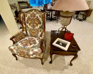 Wing chair and end table