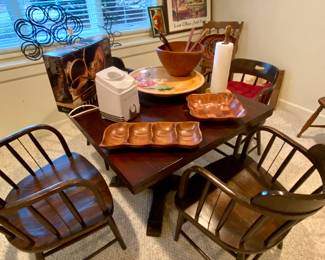 Game table drop sides with 4 chairs