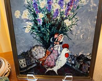 Marc Chagall “Wedding on a Village Street” glass panel