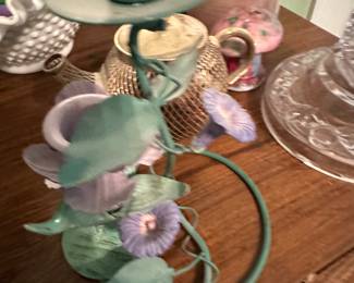 Vintage green leaf candle holders 