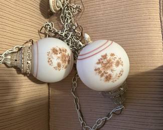 Milk glass globe swag lamp
