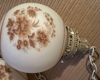Milk glass globe swag lamp