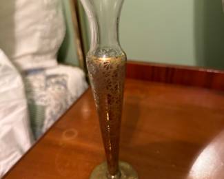 Glass with gold floral etched tall bud case 