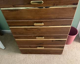 Vintage walnut 4-drawer dresser