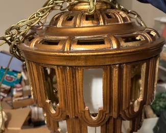 Vintage mid-century gold swag light