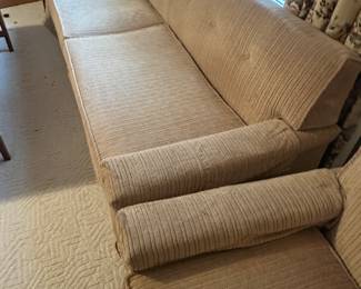 Mid century modern textured sofa and chair in excellent condition