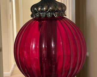 Vintage MCM large red globe hanging chain swag lamp. we. have two of these
