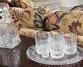 Waterford crystal decanter and glassware