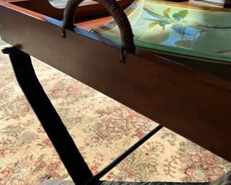 Tray style coffee table with metal bsae