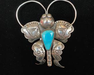 Sterling silver butterfly with turquoise