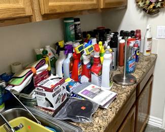 Cleaning supplies for every need.  Vintage box of Ivory Snow powder too!
