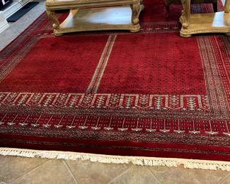 Rug from India - recently professionally cleaned.  Fills a room, beautiful!